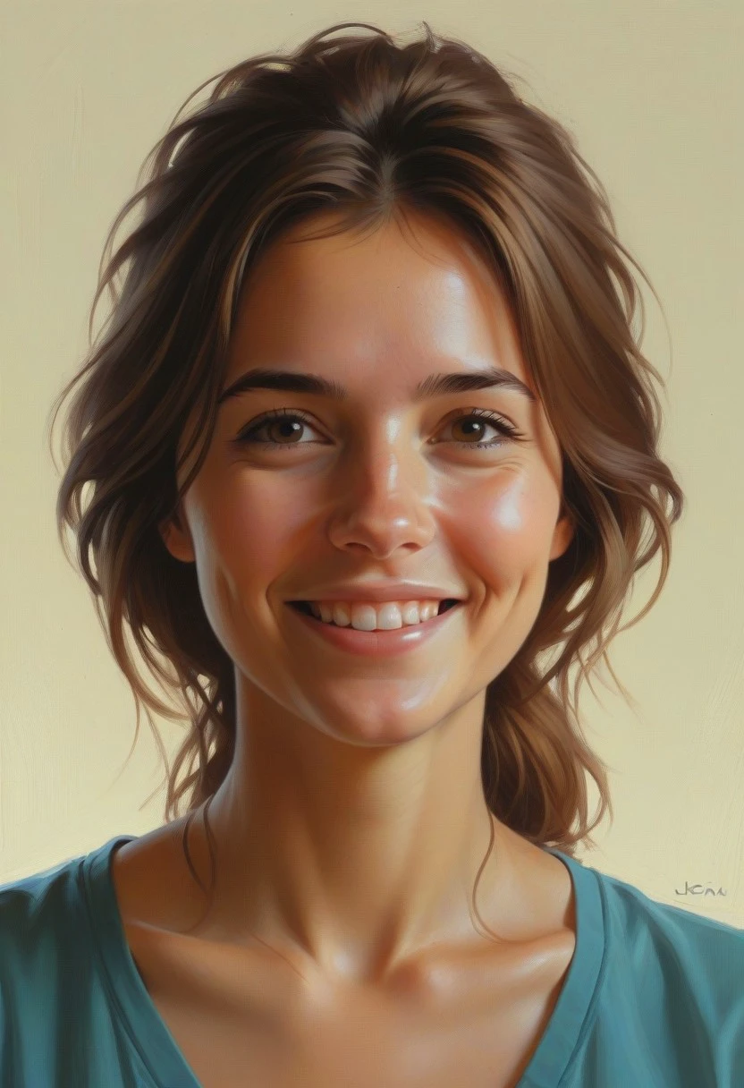 by Ian McQue and Sam Spratt,  <lora:EnvyStudioPortraitXL01:0.35> , portrait of  leu_hanna2, 25 yo, smiling