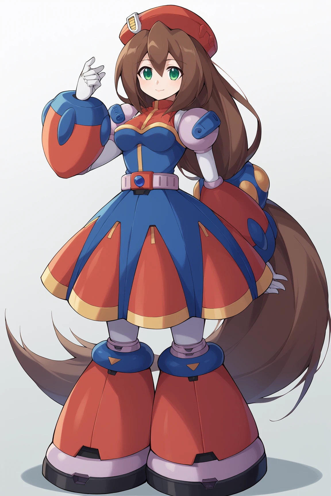 score_9, score_8_up, score_7_up, source anime, prefect lighting, very aesthetic, BREAK, anime coloring,
<lora:iris_mega_man_v1-p6:1>, 1girl, iris \(mega man\), green eyes, brown hair,
irisout, low-tied long hair, beret, red headwear, dress,
BREAK, looking at viewer, light smile,
BREAK,