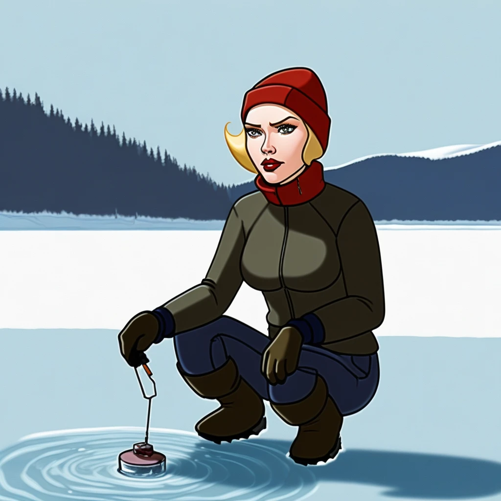 Scarlett Johansson icefishing