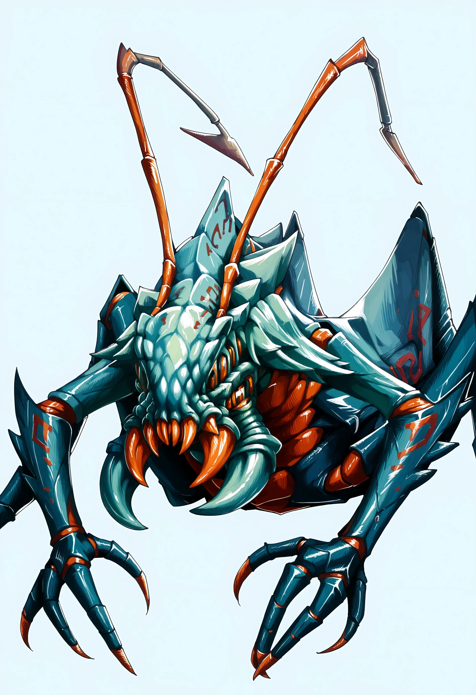 score_9, score_8_up, score_7_up, score_6_up, score_5_up, score_4_up, <lora:WeaverDOTA2:0.85> no humans, monster, antennae, teeth, arthropod limbs, looking at viewer,
light blue background, simple background,