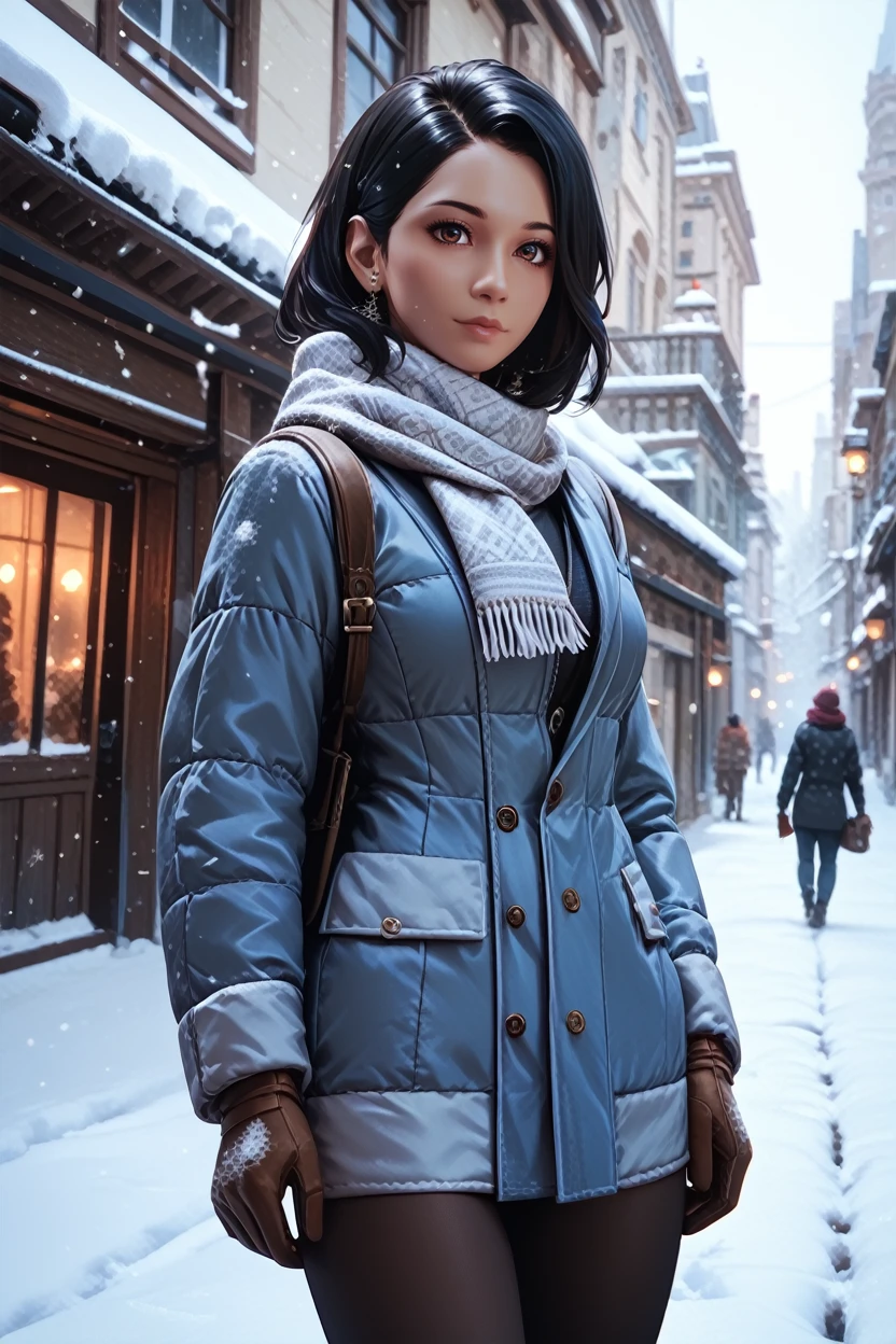 score_9, score_8_up, score_7_up,
<lora:METraynor:0.8>
METraynor, 1girl, black hair, brown eyes, dark skin, looking at viewer, winter clothes, scarf, gloves, black pantyhose, snow, outdoors, city, standing, cowboy shot