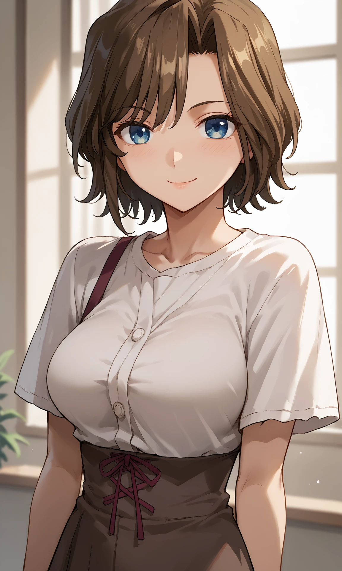 score_9, score_8_up, score_7_up, ShanonUmineko, short hair, brown hair, blue eyes, seductive smile