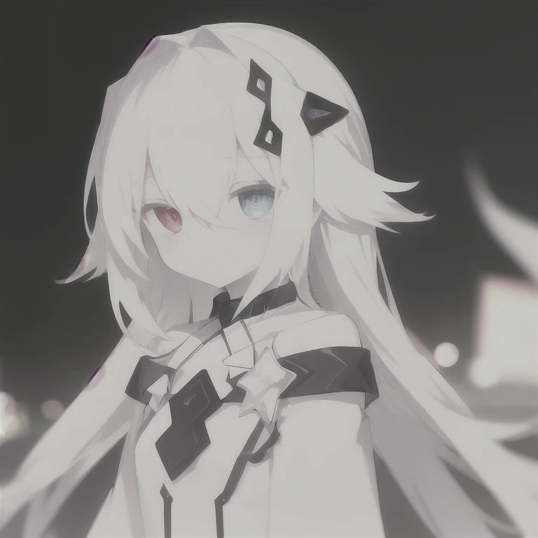 <lora:ciel_20241019074507:1>,ciel,1girl,white hair,long hair,heterochromatic,white dress,hair ornament,hair flaps,