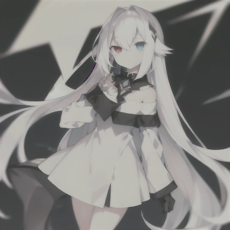 <lora:ciel_20241019074507:1>,ciel,1girl,white hair,long hair,heterochromatic,white dress,