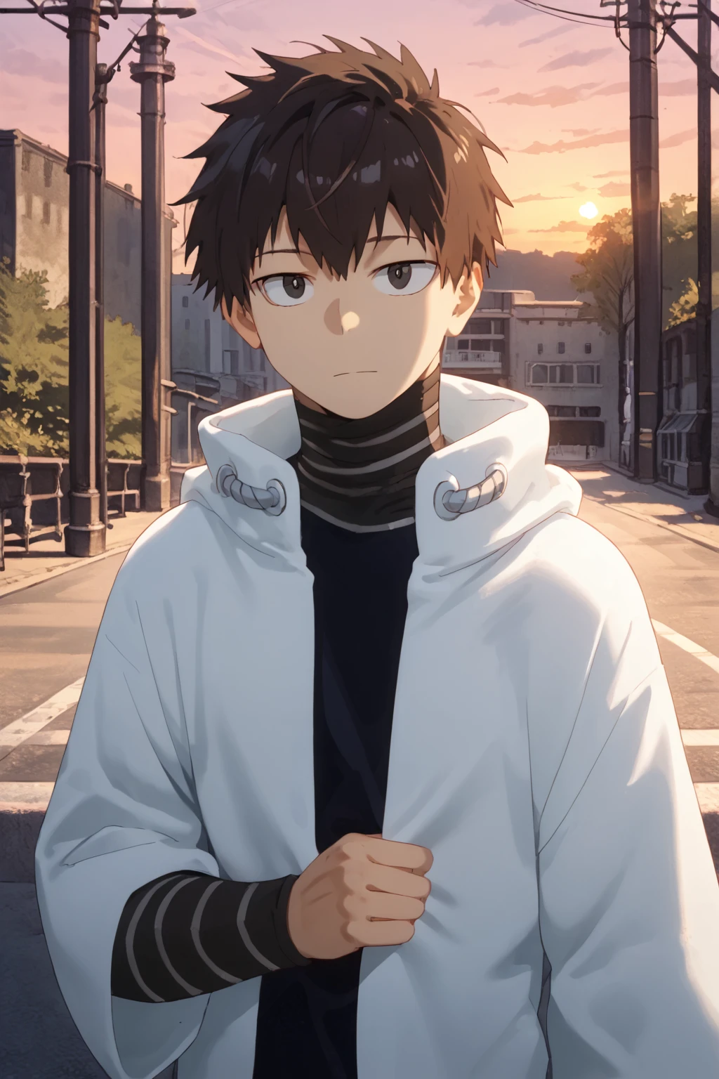 score_9, score_8_up, score_7_up, score_6_up, masterpiece, best quality, ,source_anime,Expressiveh, absurdres, //Fashion, //Background, park, sunset,
//Others, 1boy, male focus, solo,
//Action, looking at viewer, //Character,SenKaibara,black hair,black eyes