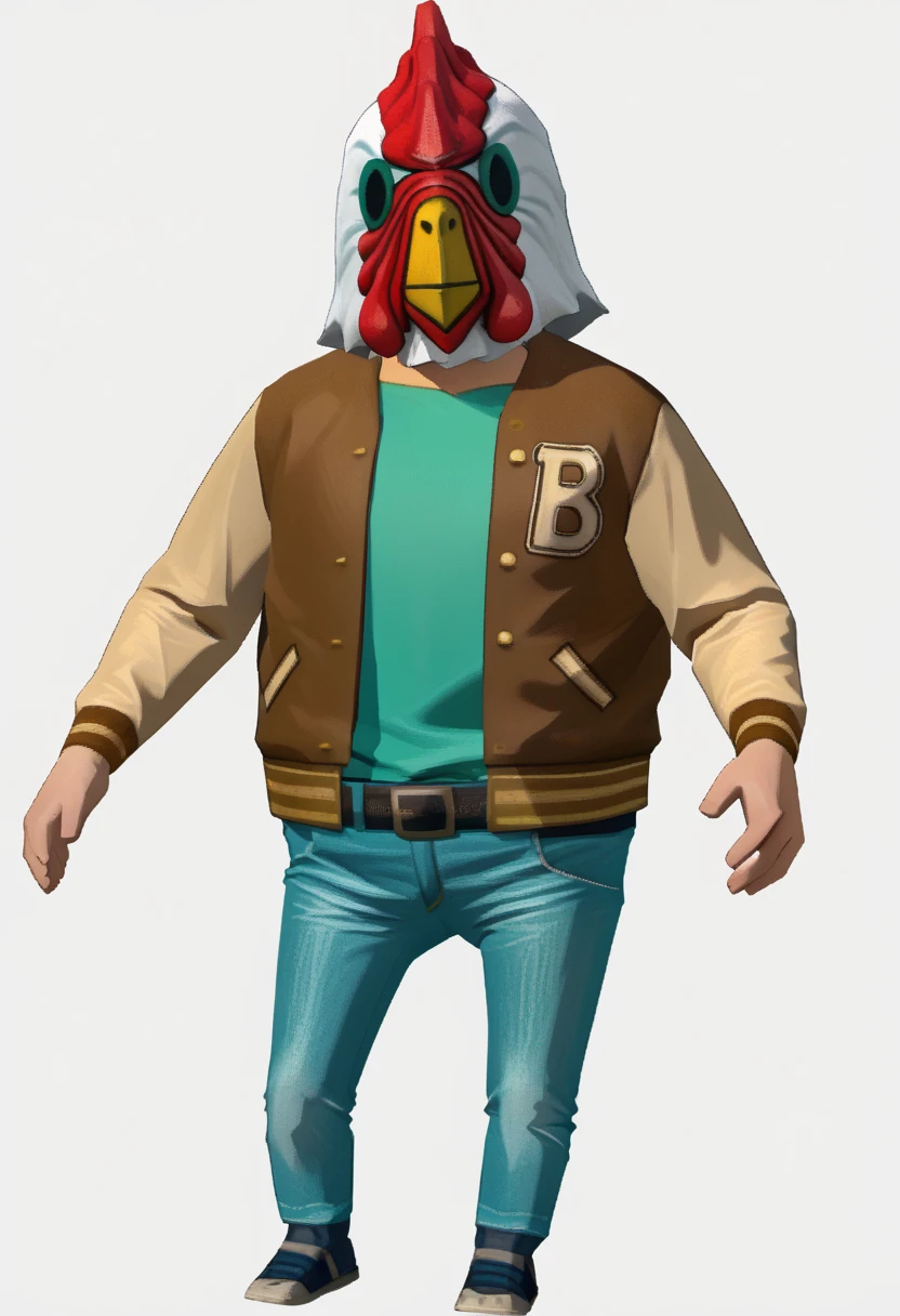 score_9, score_8_up, score_7_up, source_anime, 1boy, solo
<lora:zs_WindWakerStyleXL:1> windwakerstyle, 3d, full body, white background
<lora:ChamJacketHotlineMiamiPonyXL:1> JacketHotlineMiami, mask, letterman jacket, brown jacket, green shirt, belt, jeans