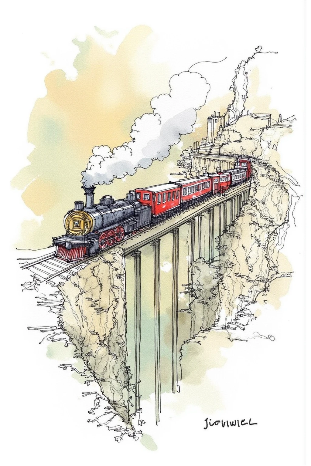Lines Watercolor Painting - F.1 v2.0