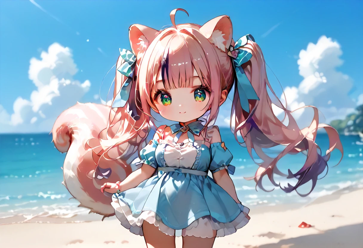 best resolution,score_9,score_8_up,score_7_up,score_6_up,score_8,score_7,score_6,best quality,masterpiece,source_anime,fantasy,beach background,1girl,solo,kawaii,cute,chibi,bikini style,Riino_OC,dynamic shot,expressiveh <lora:Expressive_H:0.6>  <lora:realistic_pony:0.5> <lora:Pony_DetailV2.0:1> <lora:my_OC_No.02_Riinoãªã¼ãtest:1>