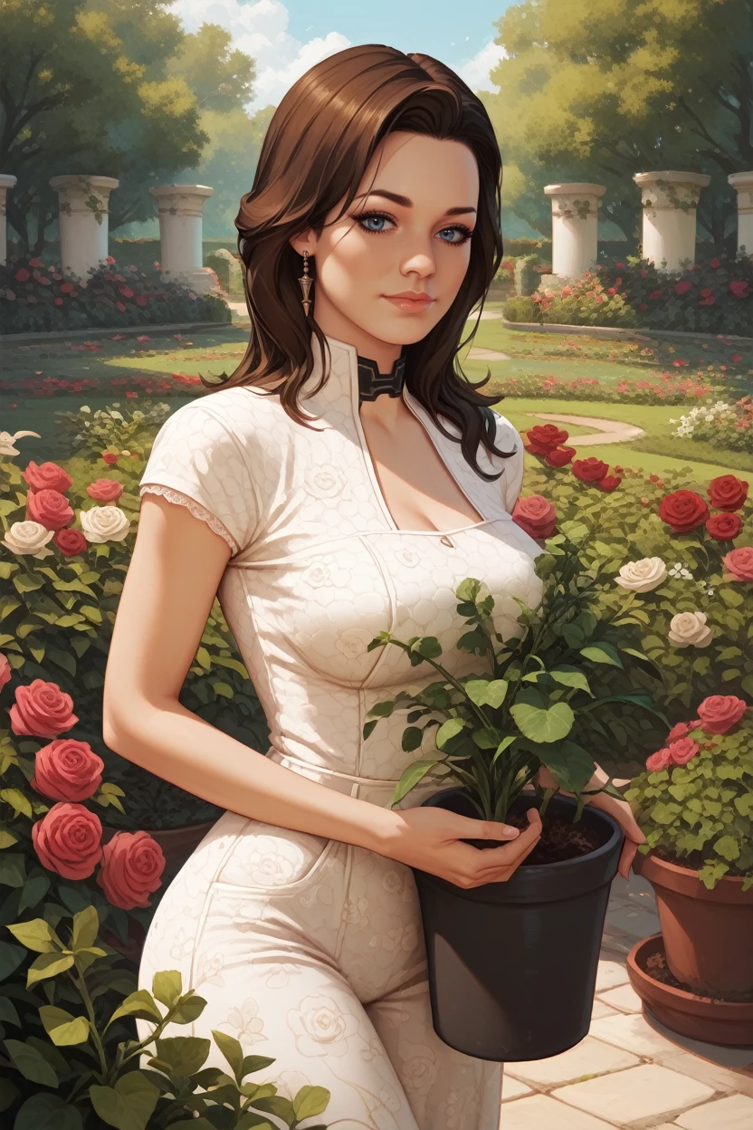 score_9, score_8_up, score_7_up,
<lora:MEMiranda:0.8>
MEMiranda, 1girl, brown hair, blue eyes, looking at viewer, rose garden, gardening, floral background