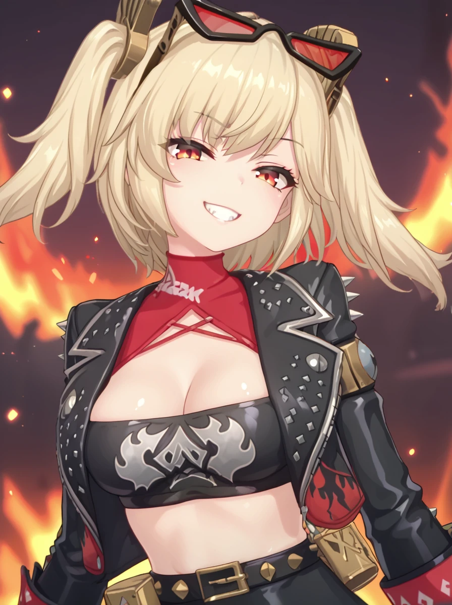 A close-up portrait of a beautiful girl (chica sks),post apocalyptic winged firefighter, Intricate, elegant, Very detailed, Digital paint, art station, Conceptual art, seeds, sharp focus, illustration, art by Krenz Cushart and Artem Demura and alphonse much, ((fire in the hands)) huge breasts