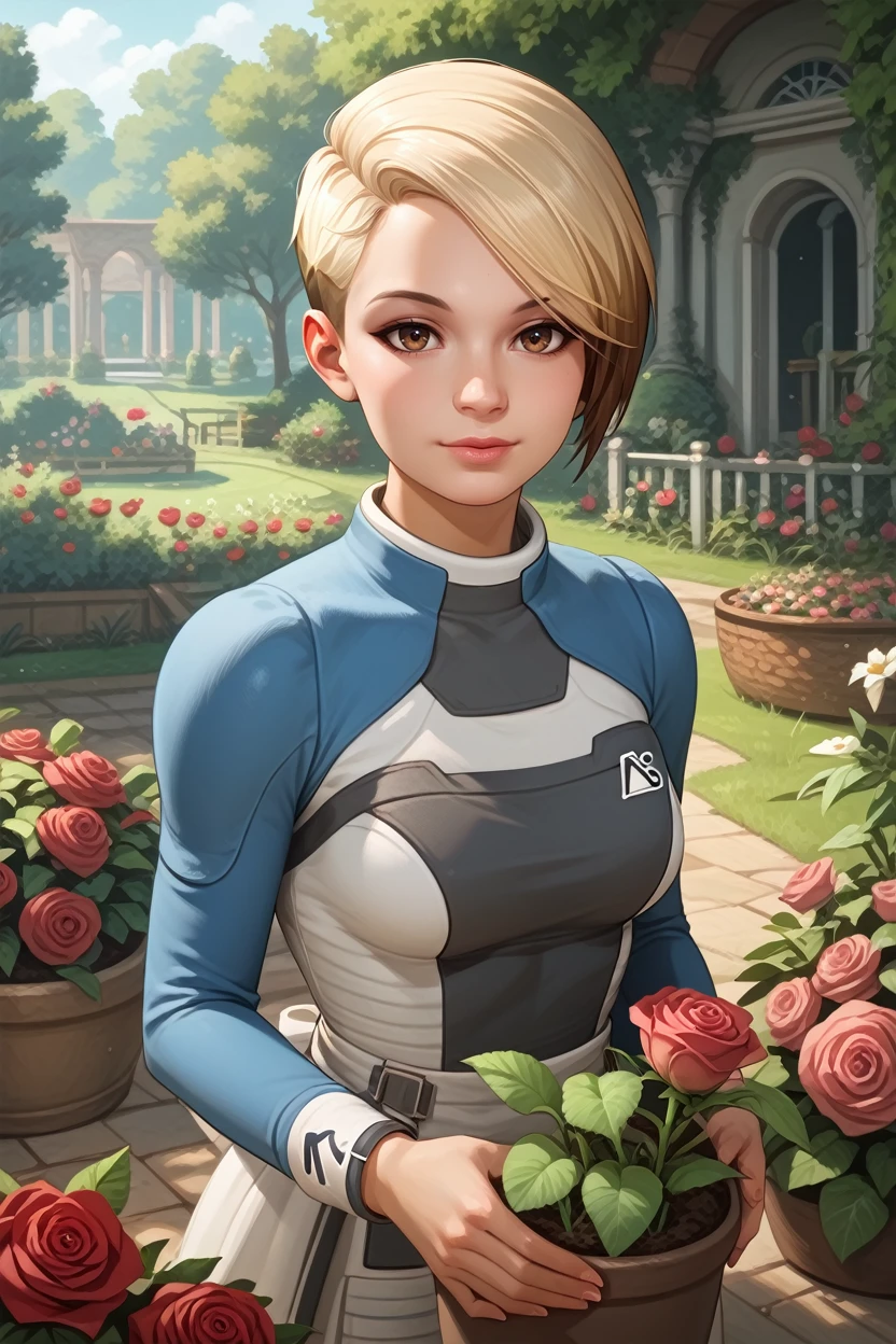 score_9, score_8_up, score_7_up,
<lora:MEACora:0.8>
MEACora, 1girl, blonde hair, multicolored hair, brown eyes, short hair, looking at viewer, rose garden, gardening, floral background