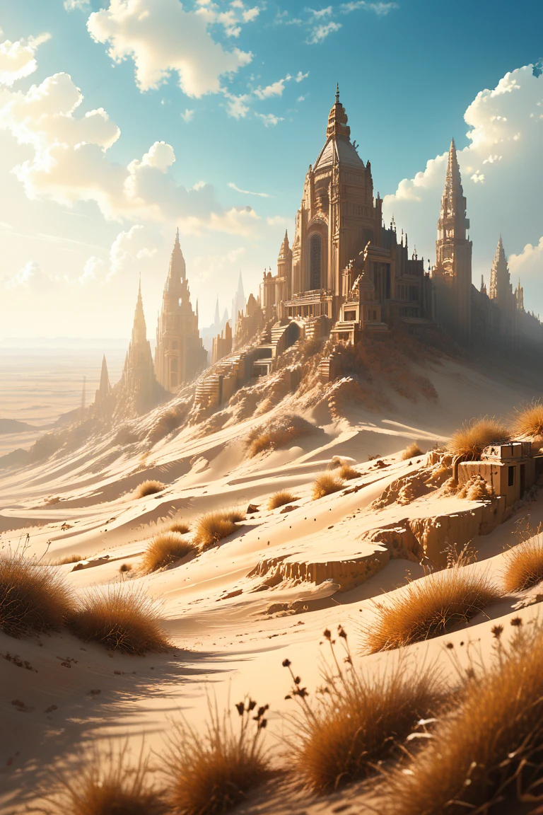 score_9, score_8_up, score_7_up, source_anime, rating_safe, day, natural lighting, sand-structure focus, Dasand, Dasand_architecture, Dasand_clutter, sand, desert, intricately detailed illustration, atmospheric perspective, depth of field, realistic shading