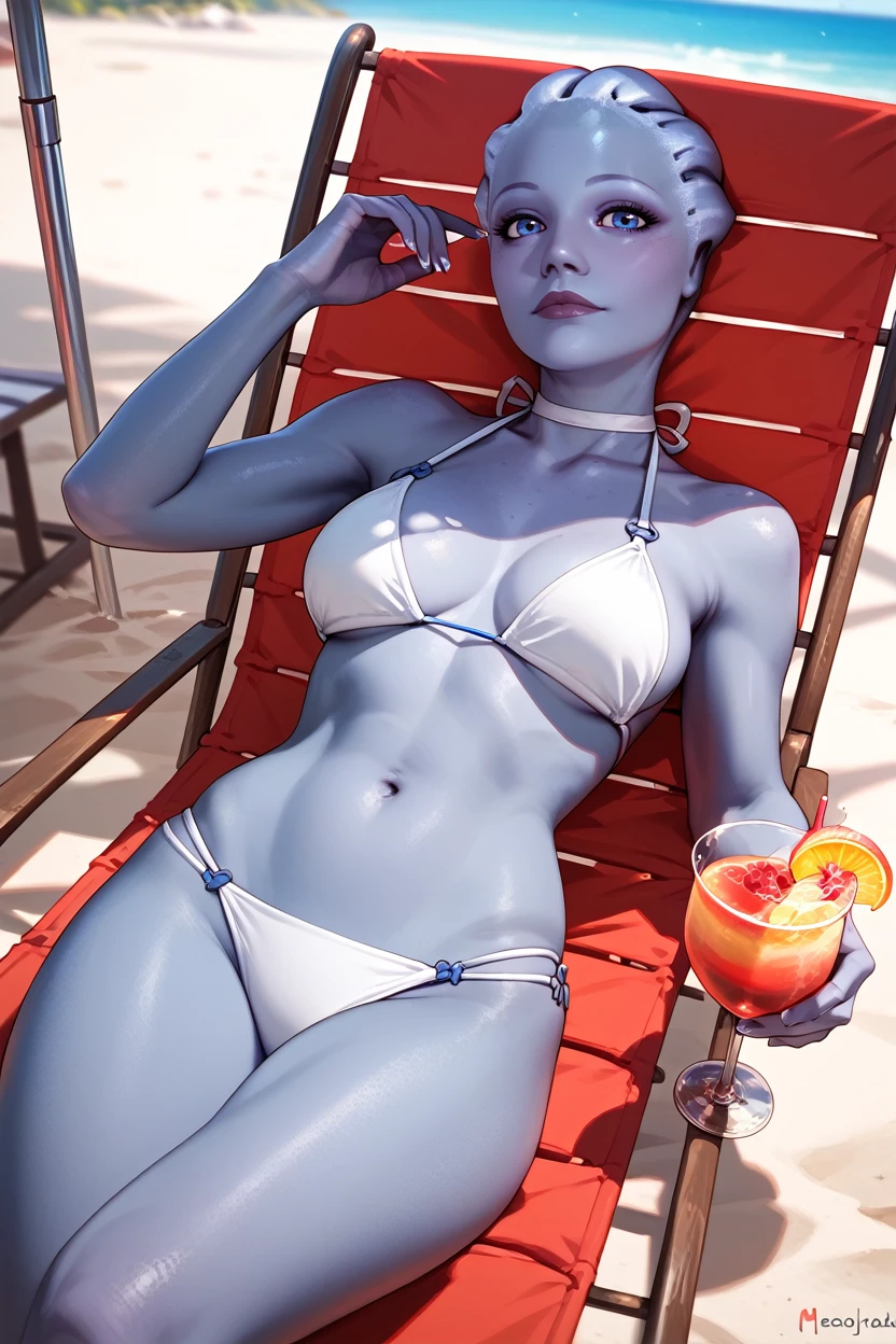 score_9, score_8_up, score_7_up,
<lora:MELiara:0.8>
MELiara, 1girl, blue skin, blue eyes, alien, looking at viewer, leaning back, beach, beach chair, holding cup, cocktail glass, bikini