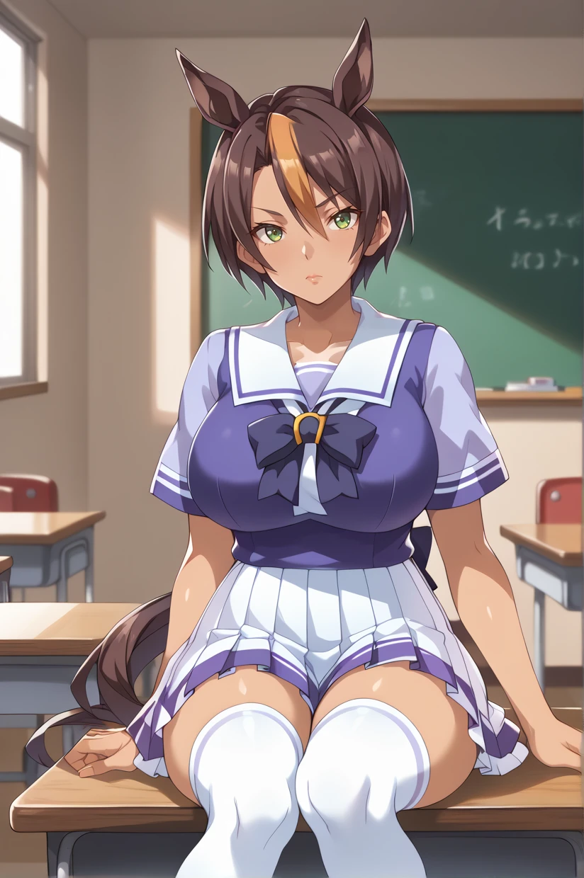 look, 1 girl, alone, hair ribbon, In underwear,white ruffle bra,Nipples are hidden,white panties, clock, garter strap, Thighhighs, teeth, closed one eye, open your mouth, 1990s (style), cleavage, 視聴者をlookいる, jump,whole body,, retro artstyle,