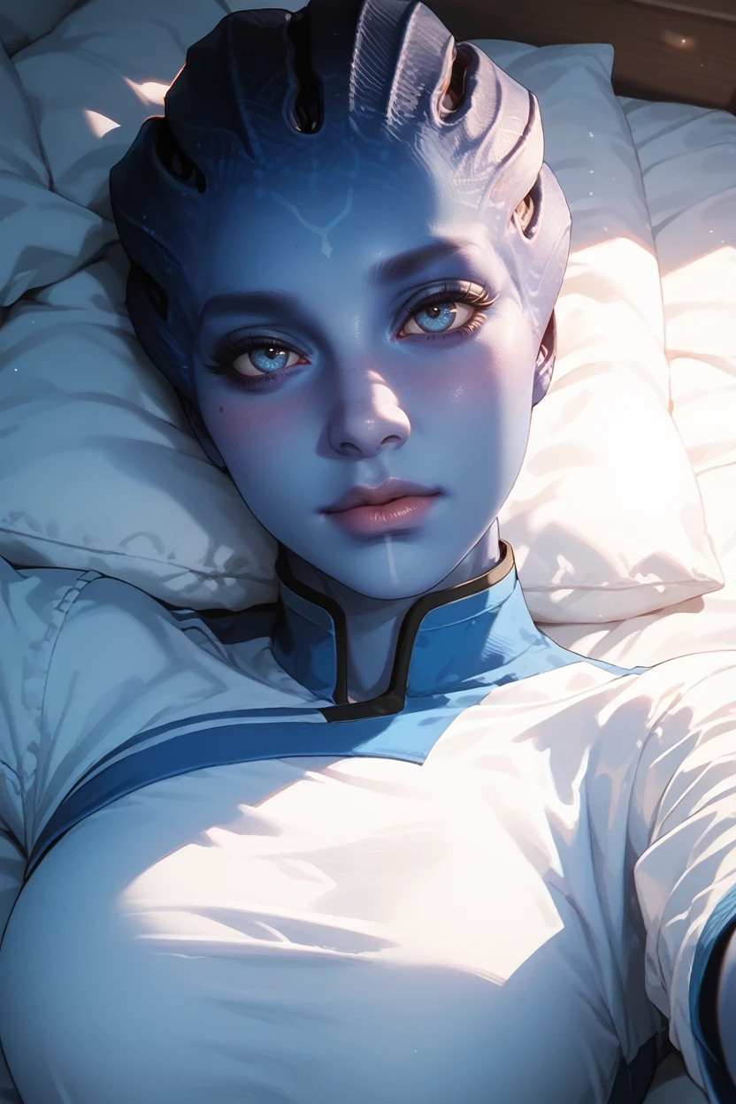 score_9, score_8_up, score_7_up,
<lora:MEALexi:0.8>
MEALexi, 1girl, blue skin, blue eyes, alien, looking at viewer, lying on bed, selfie, blushing, cowboy shot