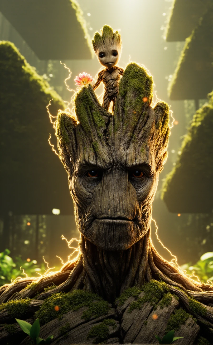 Adult Groot is a flowering tree in a forest <lora:Groot:0.9>