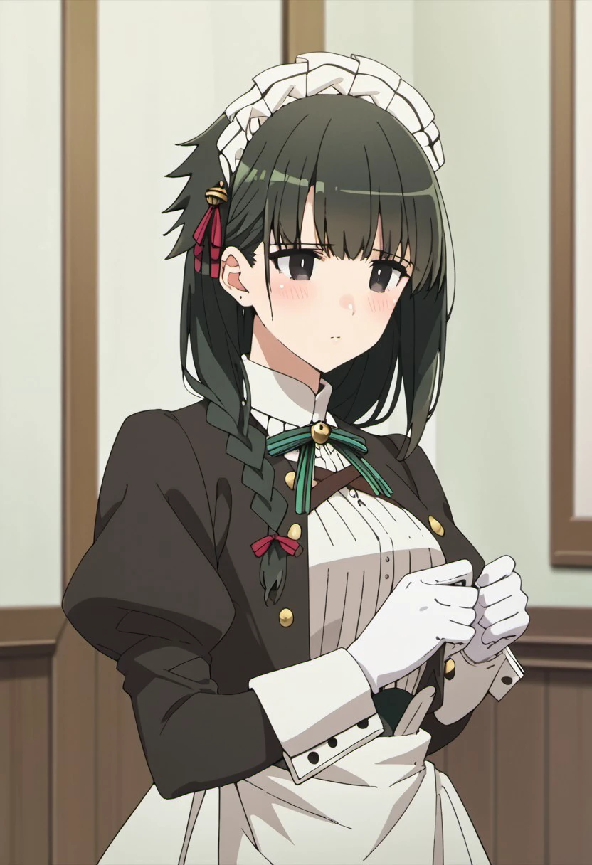 best quality, masterpiece, highres, solo, {yumechi_akibameidosensou:1.15}, black_hair, maid_headdress, maid, twintails, animal_ears, purple_eyes, bow, long_hair, pink_bow, apron, fake_animal_ears, maid_apron, bangs, pig_ears, hat, multiple_girls, 2girls, open_mouth, sportswear, wristband, baseball_cap, short_sleeves, solo_focus