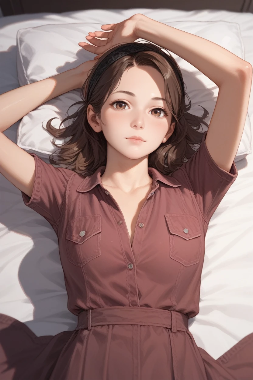 score_9, score_8_up, score_7_up,
<lora:TLOUTess:0.8>
TLOUTess, 1girl, brown hair, brown eyes, looking at viewer, looking at viewer, laying back, on bed, arms up