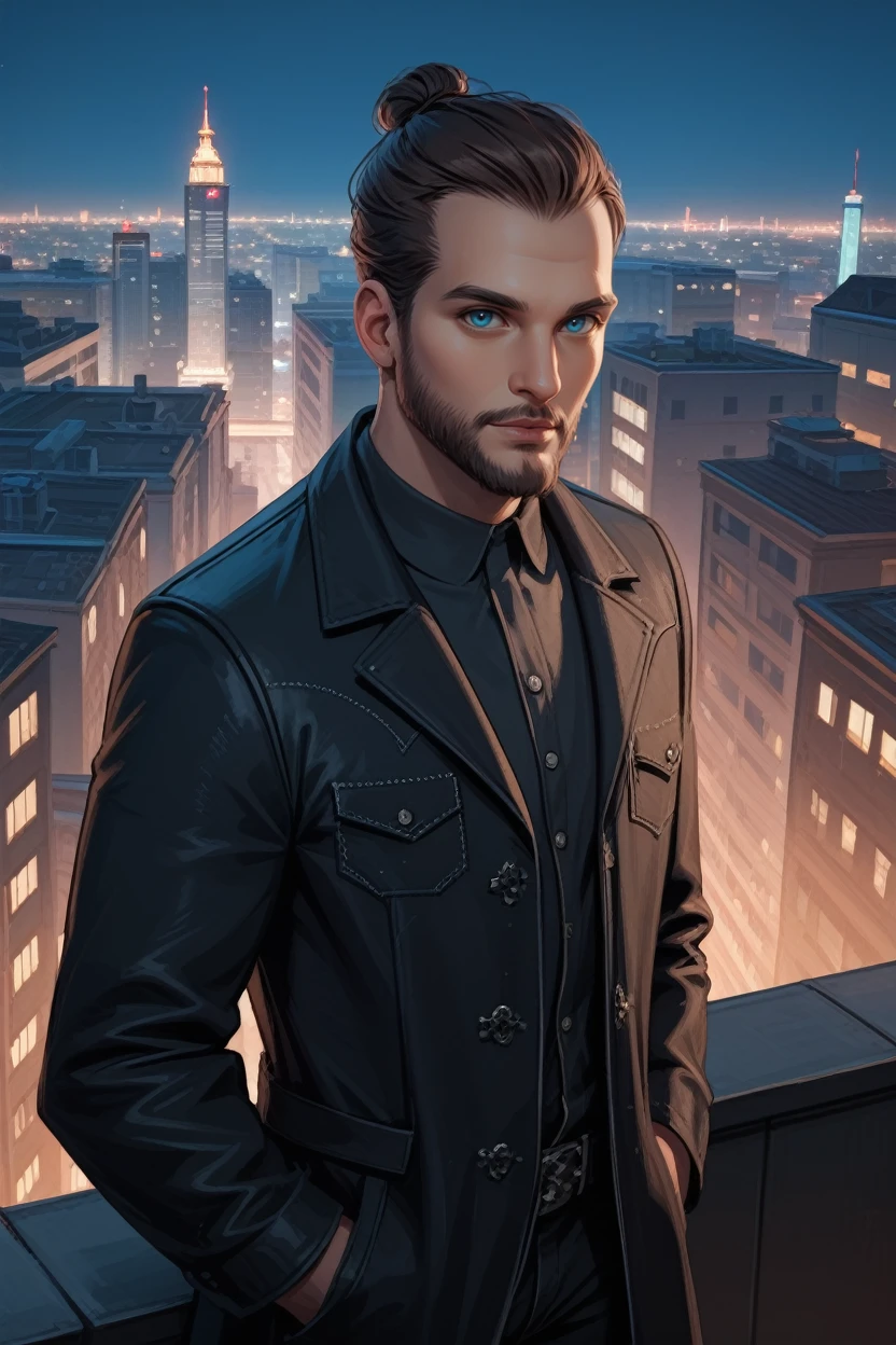 score_9, score_8_up, score_7_up,
<lora:FC5Joseph:0.8>
FC5Joseph, 1boy, brown hair, blue eyes, facial hair, looking at viewer, On a high-rise rooftop, sharp black trench coat, city lights below, hands in pockets