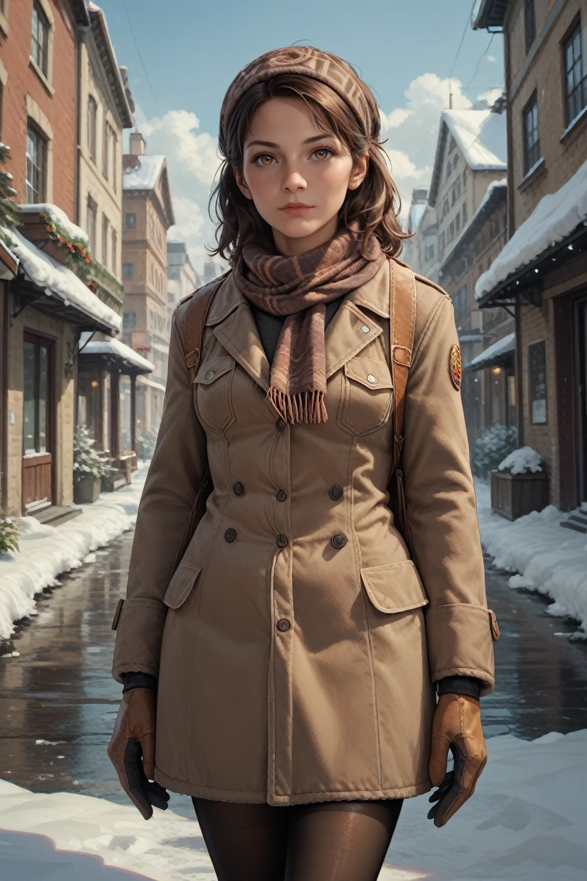 score_9, score_8_up, score_7_up,
<lora:TLOUTess:0.8>
TLOUTess, 1girl, brown hair, brown eyes, looking at viewer, winter clothes, scarf, gloves, black pantyhose, snow, outdoors, city, standing, cowboy shot