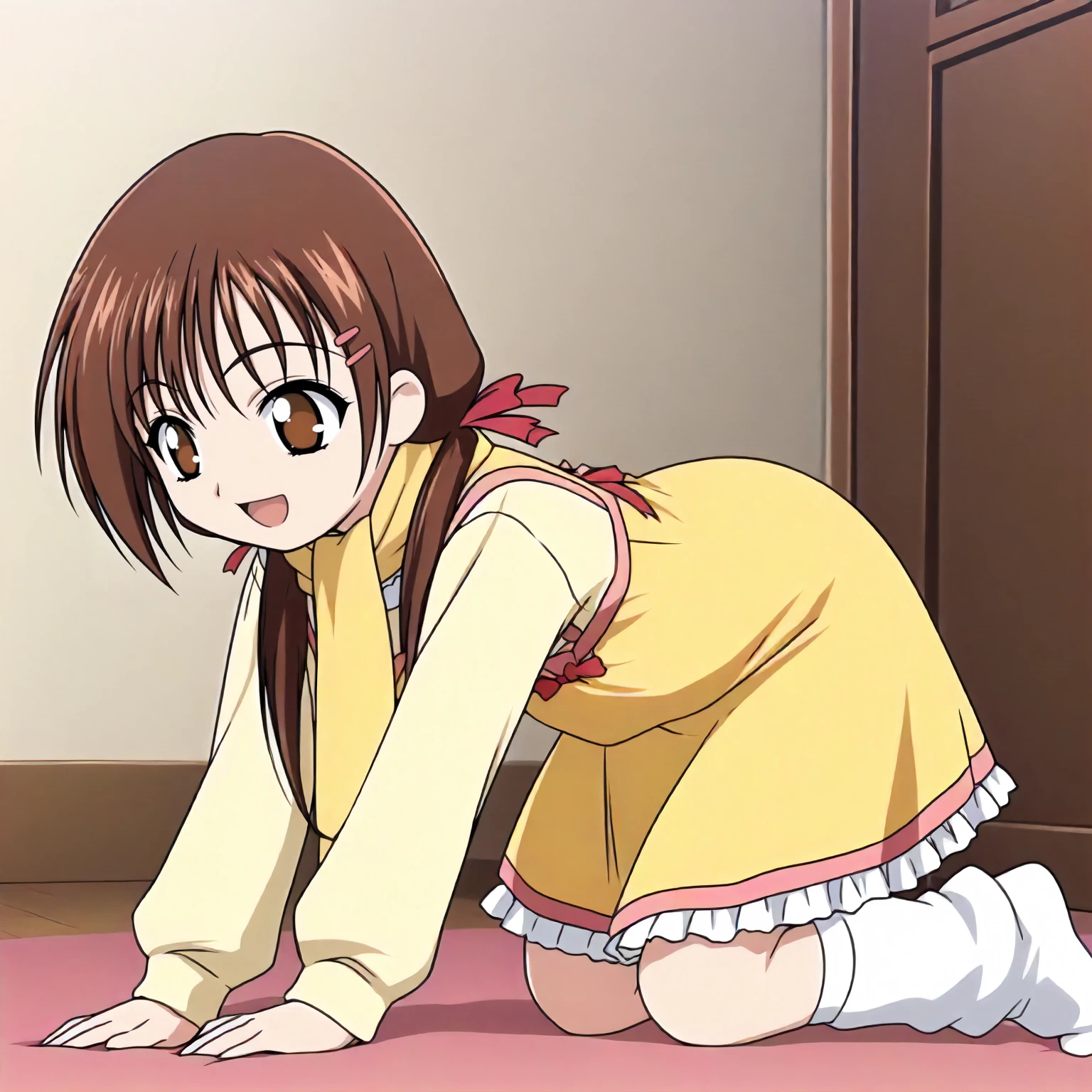 Haruhi Suzumiya,1girl,solo,(completely nude:1.2),(vaginal sex:1.2),flat chest,room,( kid),