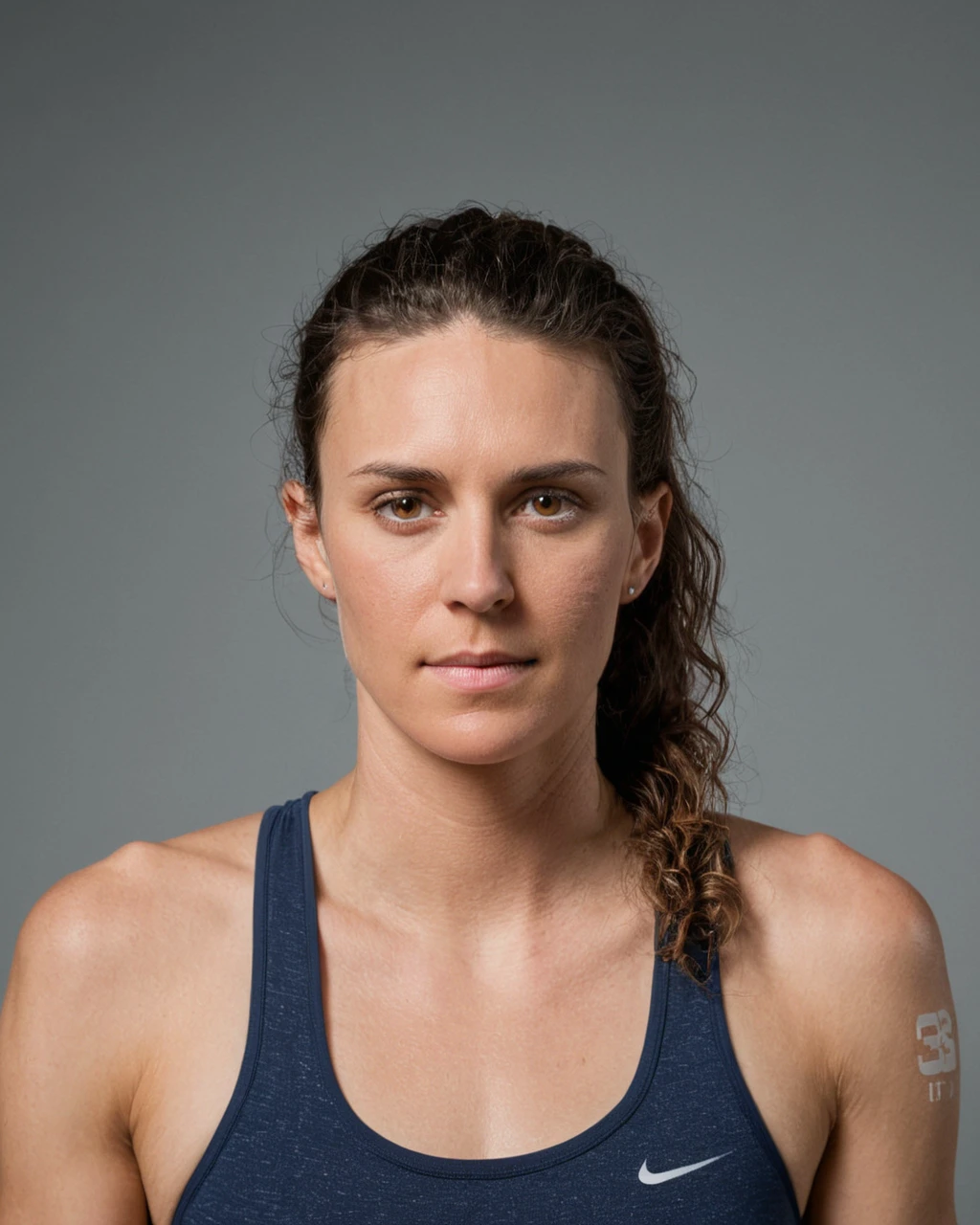 Skin texture, Super high res professional portrait of woman,  f /2.8, Canon, 85mm,cinematic, high quality,  <lora:Gwen_Jorgensen:1> solo, gw3n, athlete