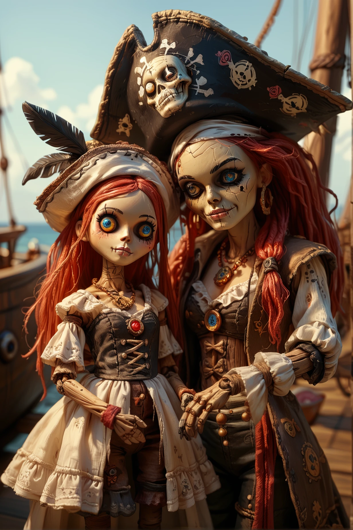 score_9, score_8_up, score_7_up, score_6_up, Doll Whisper, old witch, , pirate hat, pirate doll theme, ship,