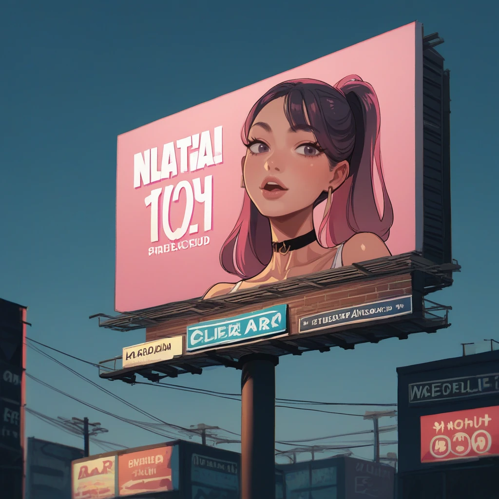 score_9, score_8_up, score_7_up, score_6_up, score_5_up, score_4_up, zPDXL2,source_anime,rating_questionable, <lora:Billboard:0.8> b1llbo4rd, billboard