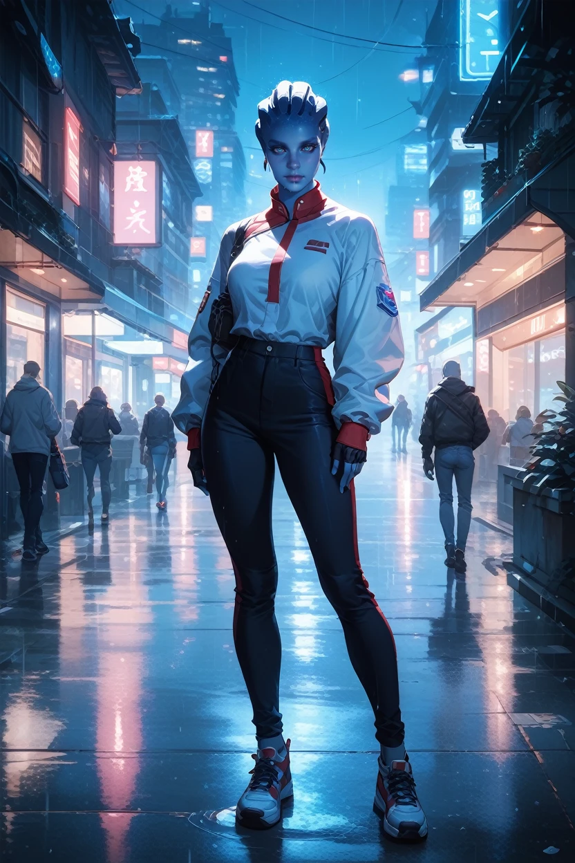 score_9, score_8_up, score_7_up,
<lora:MEALexi:0.8>
MEALexi, 1girl, blue skin, blue eyes, alien, looking at viewer, standing in the rain on a neon-lit city street at night, full body