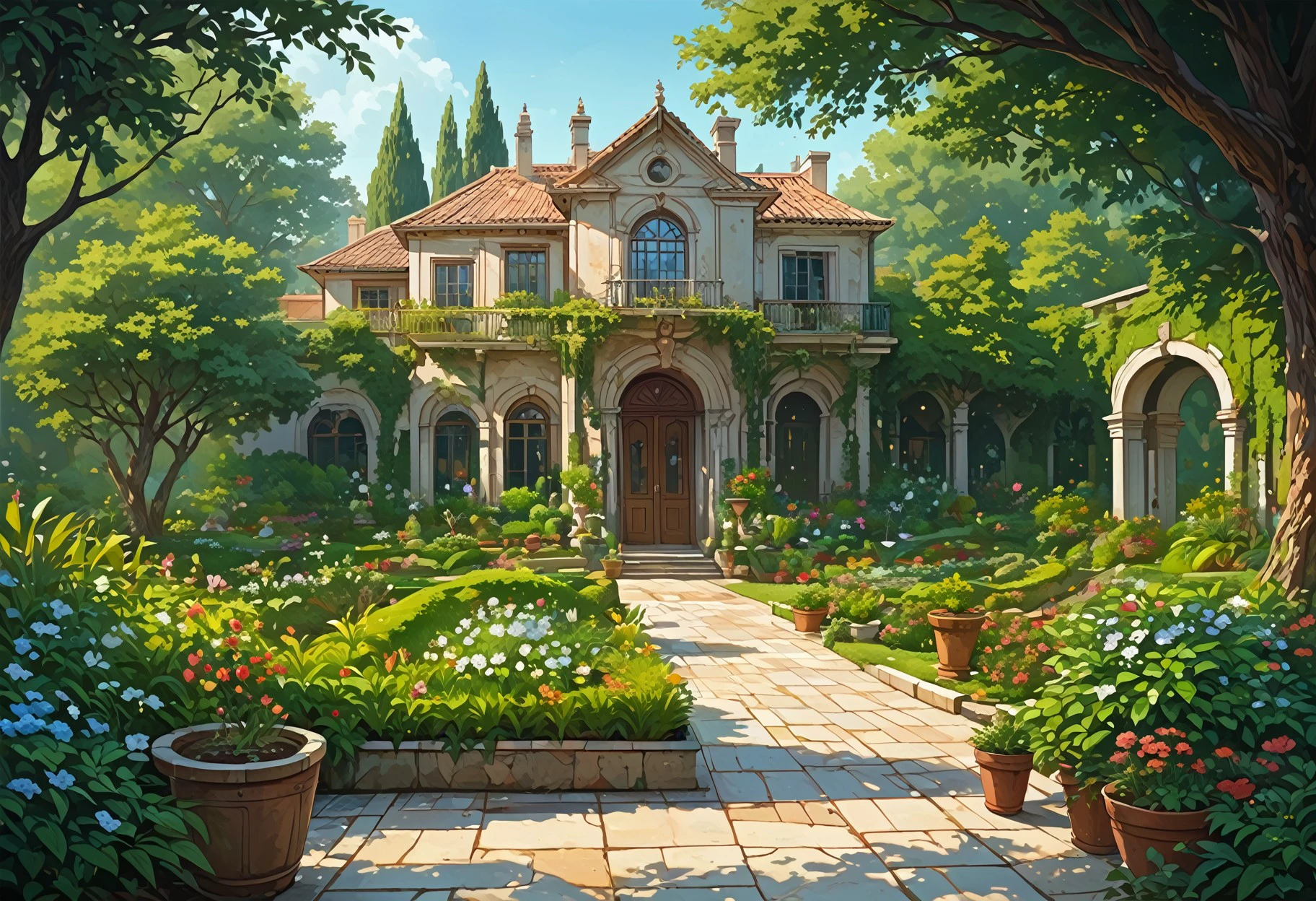 no people, medmansion, garden, tree, plants, clutter, depth of field, score_9, score_8_up, score_7_up, score_6_up, <lora:Medmansion-10:1>