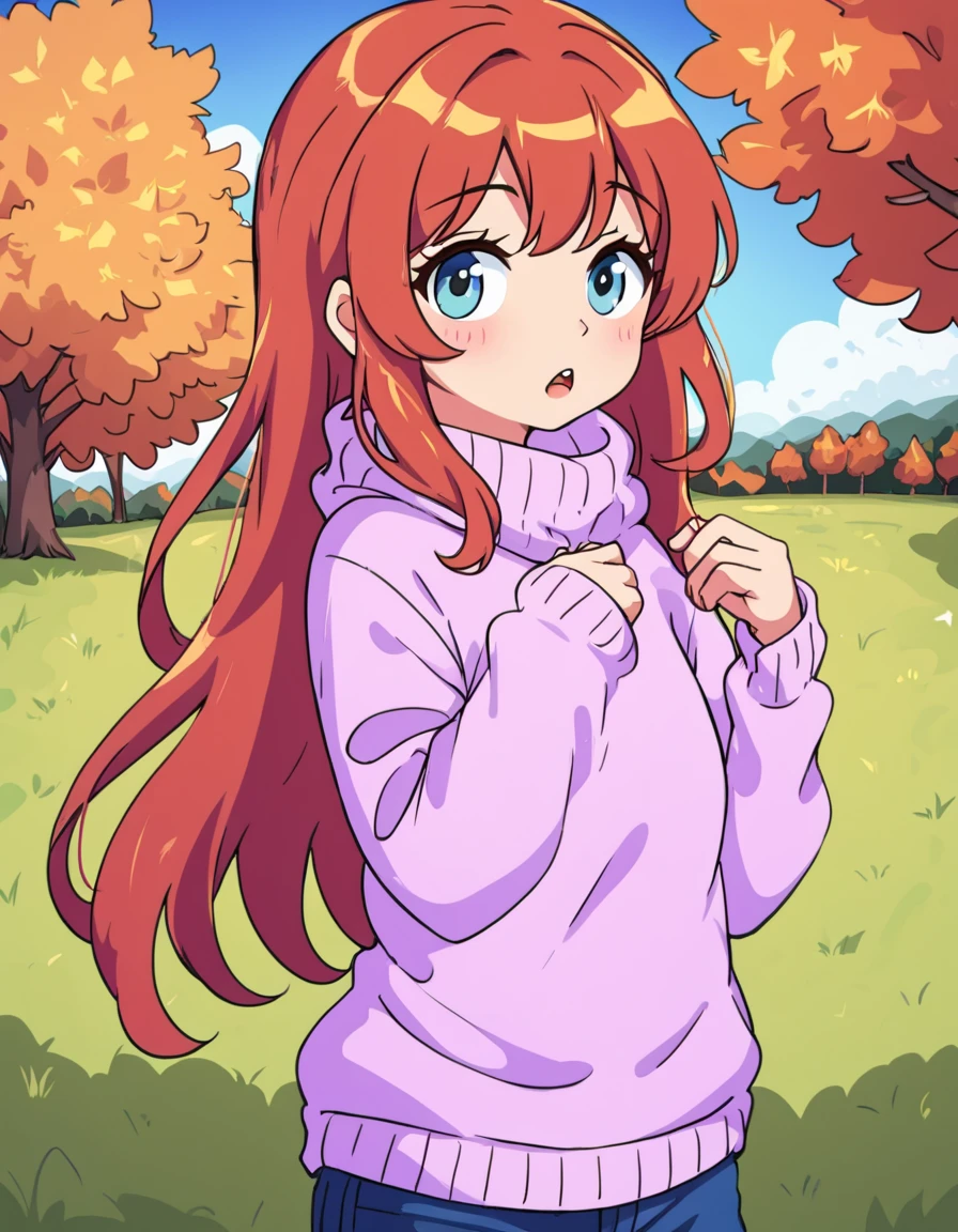 <lora:arcadiaXLP:1> arcadia, kawaii, 1girl, solo
wearing a sweater, autumn