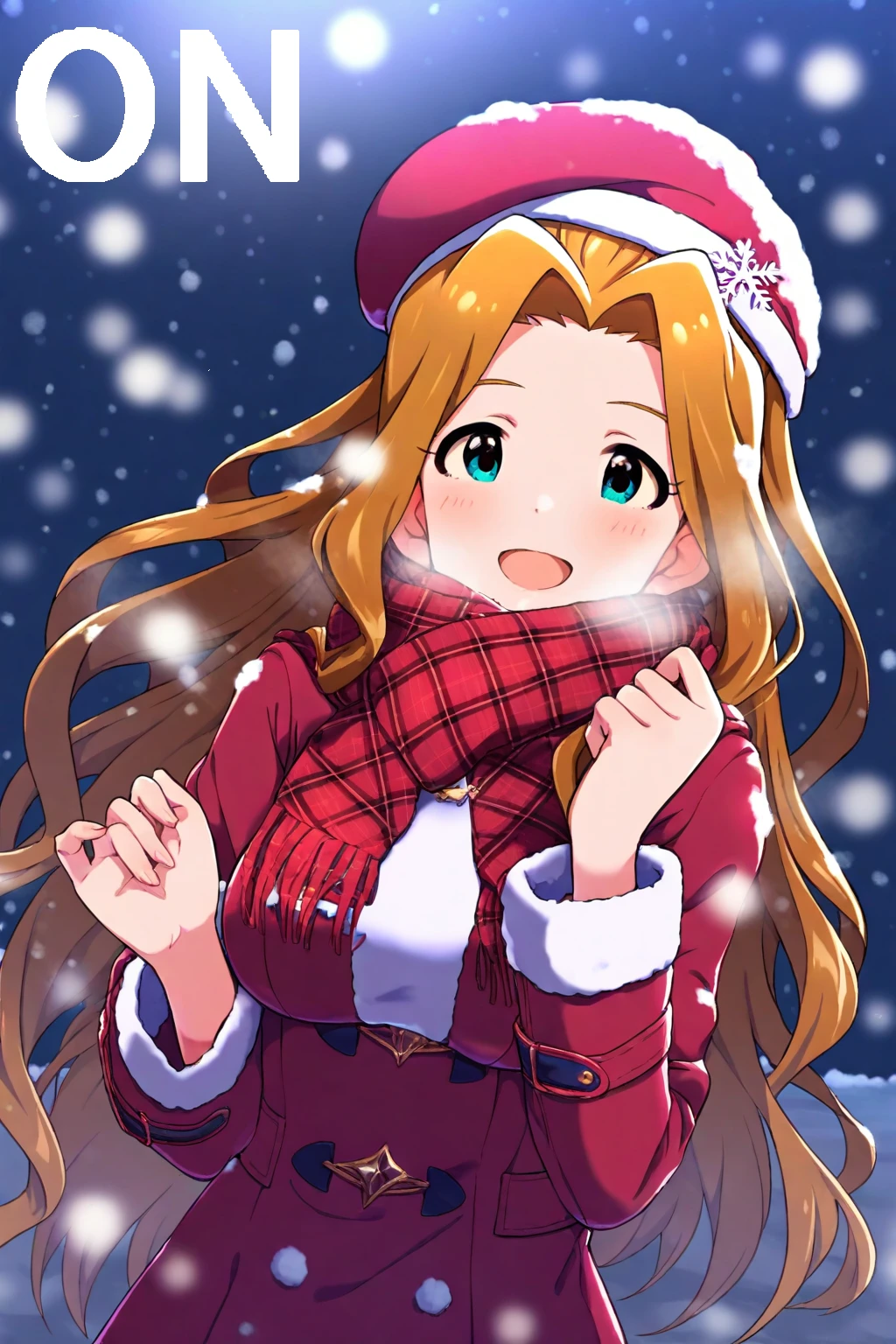 nikaidou chizuru, (idolmaster million live! theater days:0.9) , general,
best quality, amazing , very aesthetic, absurdres,
medium breasts , snowing, snow 
<lora:nikaidou_chizuru_IllustriousXL:0.2>