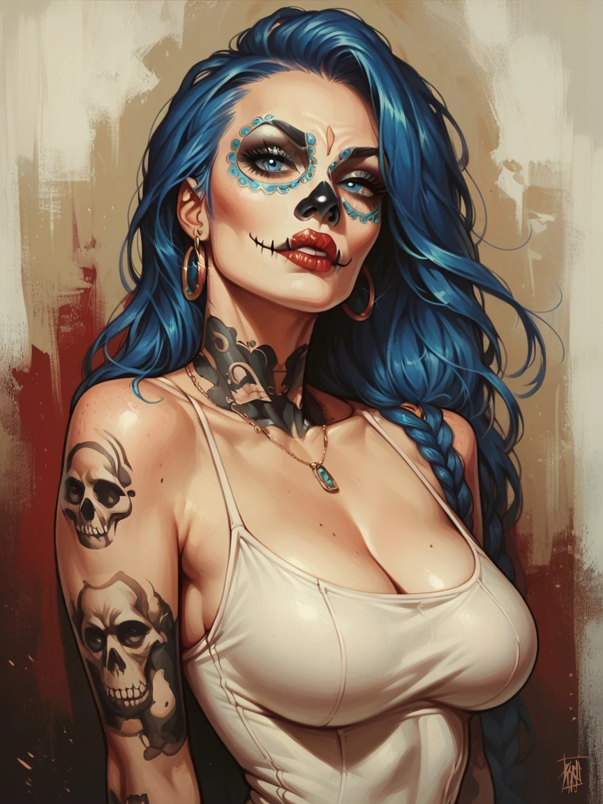 score_9, score_8_up, score_7_up, score_6_up, score_5_up,  <lora:CalaveraPXLP:0.6> calavera, 1girl, curvy, looking at viewer, blue eyes, blue hair,