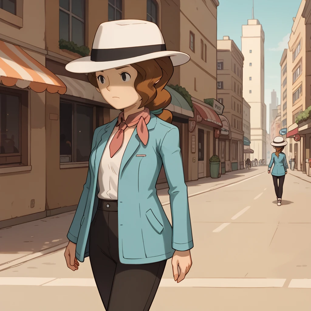 score_9, score_8_up, score_7_up, 1girl, solo, uncensored, clairefoley, serious, walking, looking away, white hat, brown hair, black eyes, red neckerchief, white shirt, blue jacket, black pants, outdoors, city, street, corner <lora:ClaireFoleyXL_v1.0:1.1>