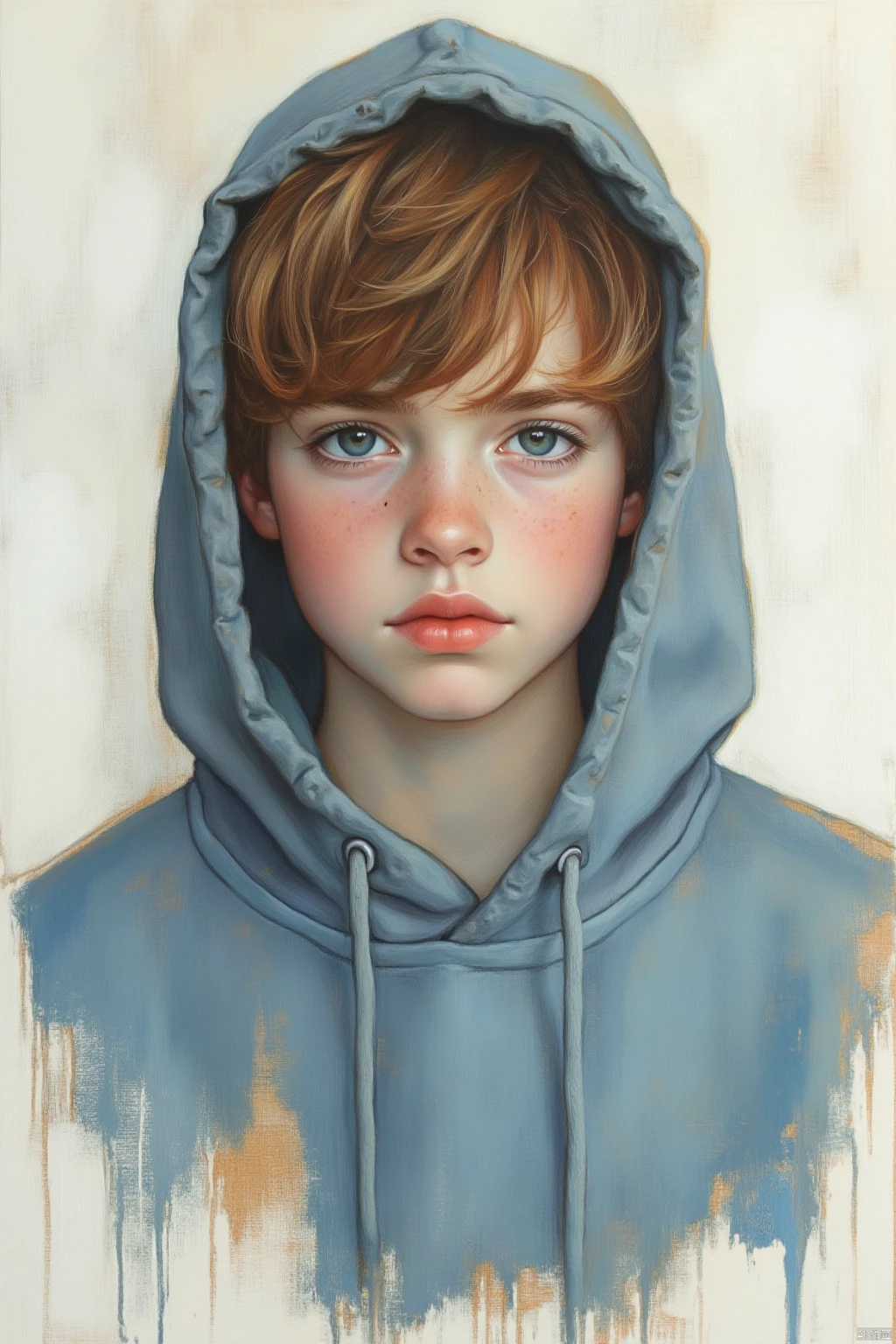 Boy wearing a hoodie fine art