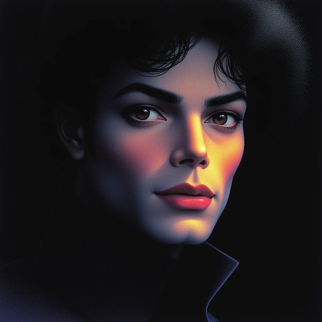 an ethereal image of Michael Jackson face in the style of AETHR