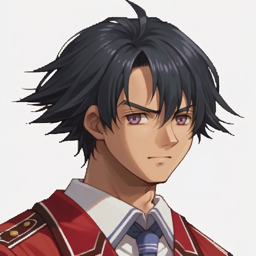 score_9, score_8_up, score_7_up, source_anime, 1boy, solo, 
<lora:zs_SkyPortraitsXL:1> skyportraits, portrait, white background
 <lora:rean-pdxl-nvwls-v1:1> sen1rean, black hair, school uniform, red blazer, necktie,