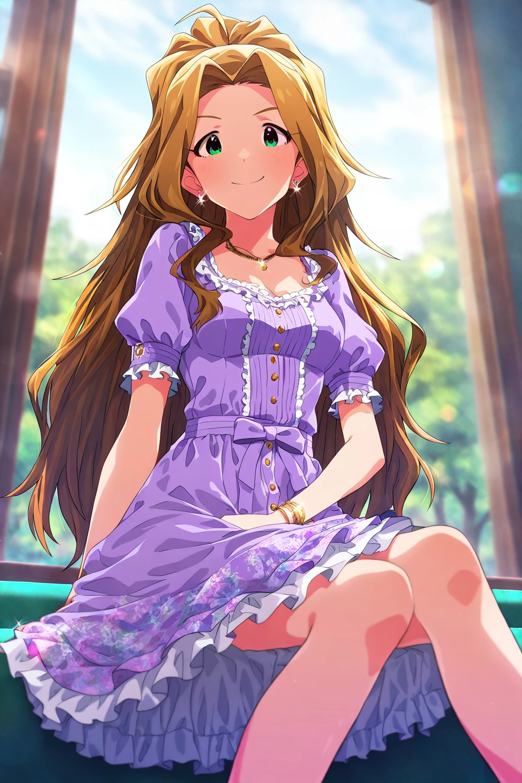 solo, 1girl, nikaidou chizuru, idolmaster million live!, general, slender, 
best quality, amazing , very aesthetic, absurdres,
medium breasts , day,  smile, stage
<lora:updated_nikaidou_chizuru_IllustriousXL:0.9>