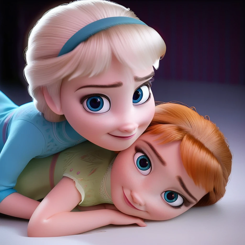 score_9, score_8_up, score_7_up <lora:AnnaElsa-10:1> AnnaElsa, 2girls, blonde hair, orange hair, looking at viewer, full body view, laying on stomach