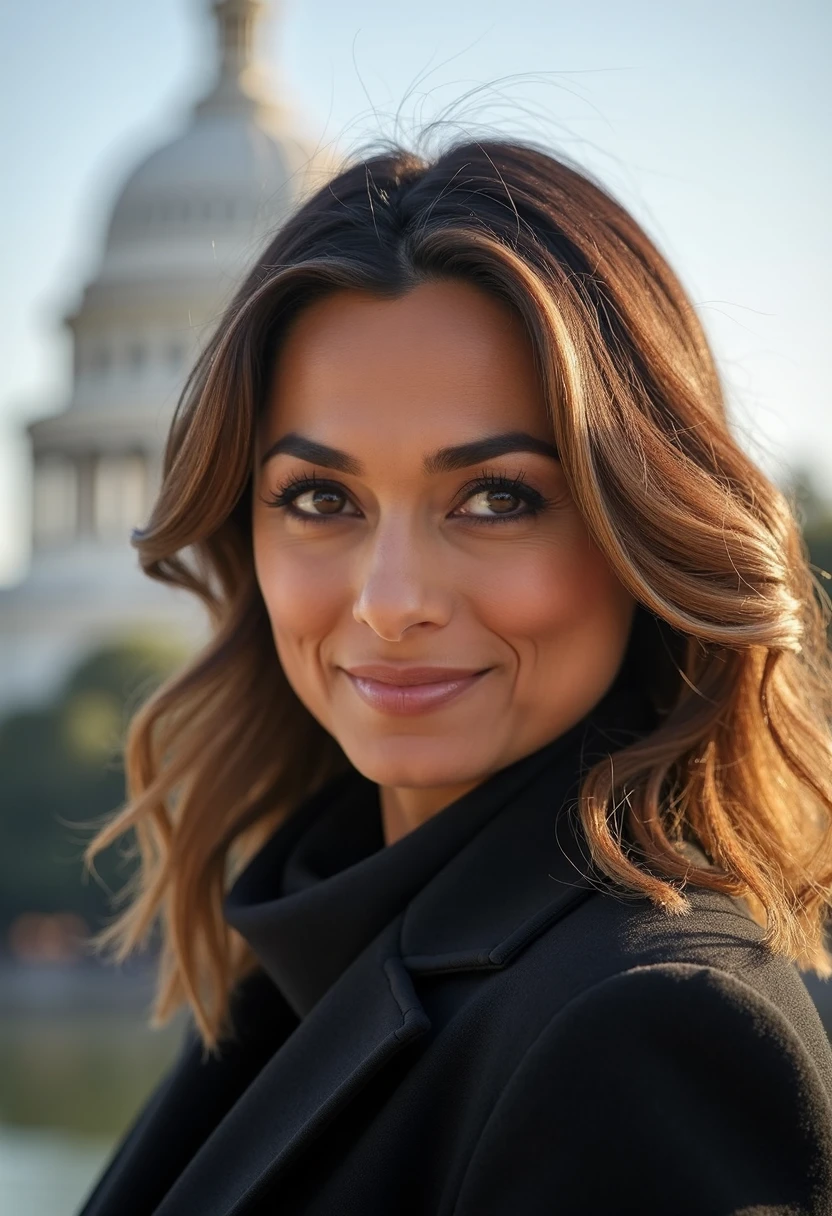 ultra high definition portrait of AH woman, sharp focus, abraham lincoln monument in the background