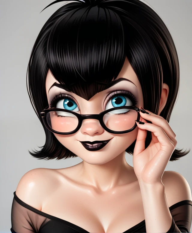 score_9, score_8_up, score_7_up,  <lora:pulling_sunglasses_down:1>, pulling glasses down,  Mavis from Hotel Transylvania