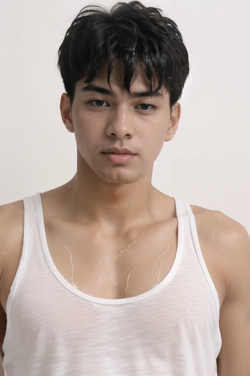 SVESAGAS, face, studio white background, realistic, man, male focus, (wet white tank top, tank top) <lora:NSFWFilter:-1> 1boy, solo, (absurdres, highres, ultra detailed), ((best quality:1.1))  <lora:svesagas-000009:0.67>