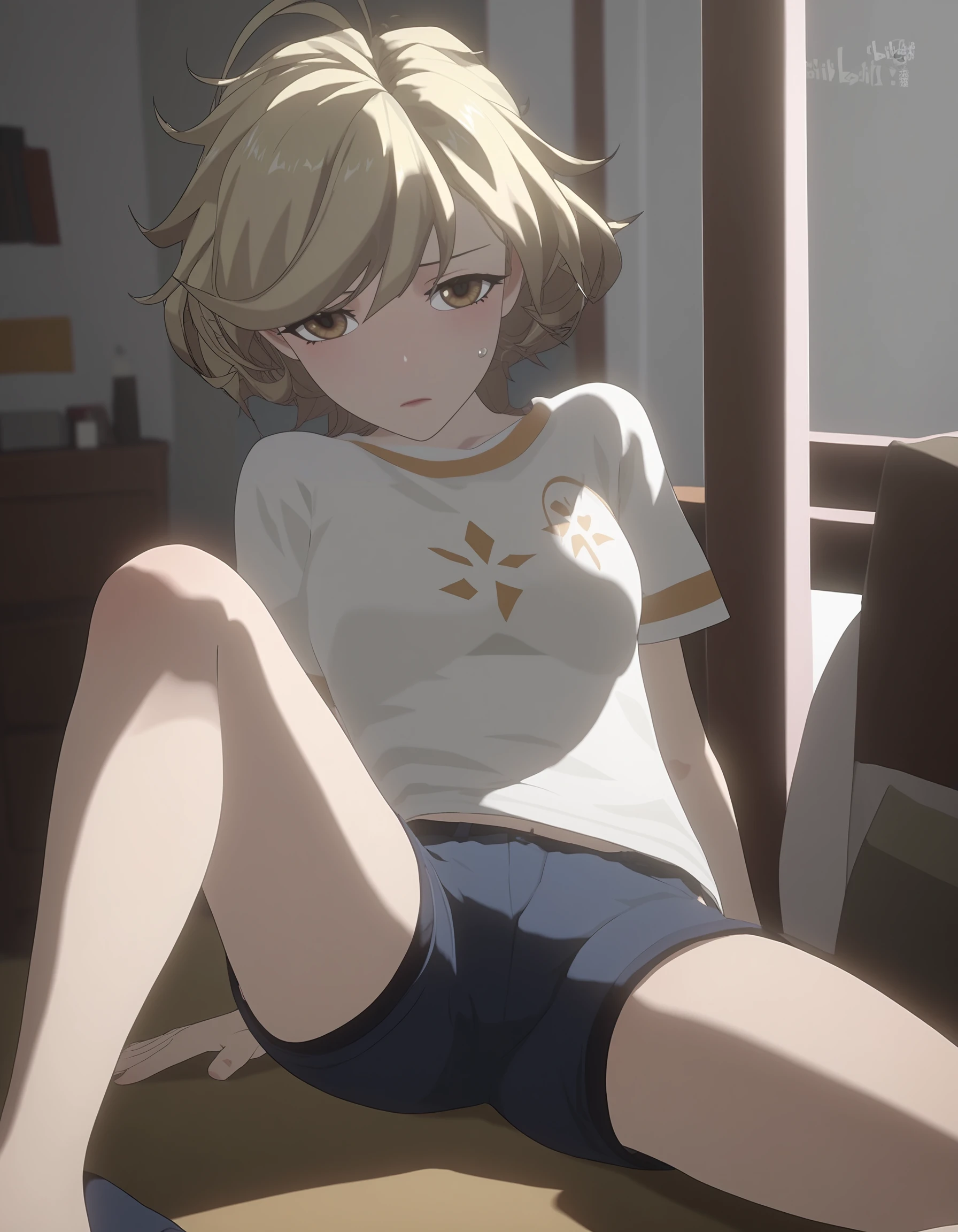 score_9,score_8_up,score_7_up,source_anime,casual T-shirts,micro_shorts,legs,panties,shy,wet,spread legs,
<lora:lamiya_pony:0.6>,lamiya,anotherstyle,1girl,solo,short hair,blonde hair,brown eyes,small breasts,looking at viewer,expressionless,blush,anime screencap,<lora:ykzg_pony:1>,