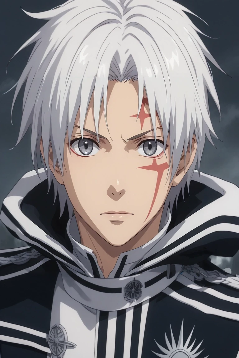 score_9, score_8_up, score_7_up, , rating_safe, , (realistic:0.6), looking at viewer, , 1boy, solo, male focus, <lora:allen_walker_pony:0.94>, allen_walker, white hair, grey eyes, short hair, scar, facial mark, , day of the dead costume, <lora:sdxl_lightning_8step_lora:1>