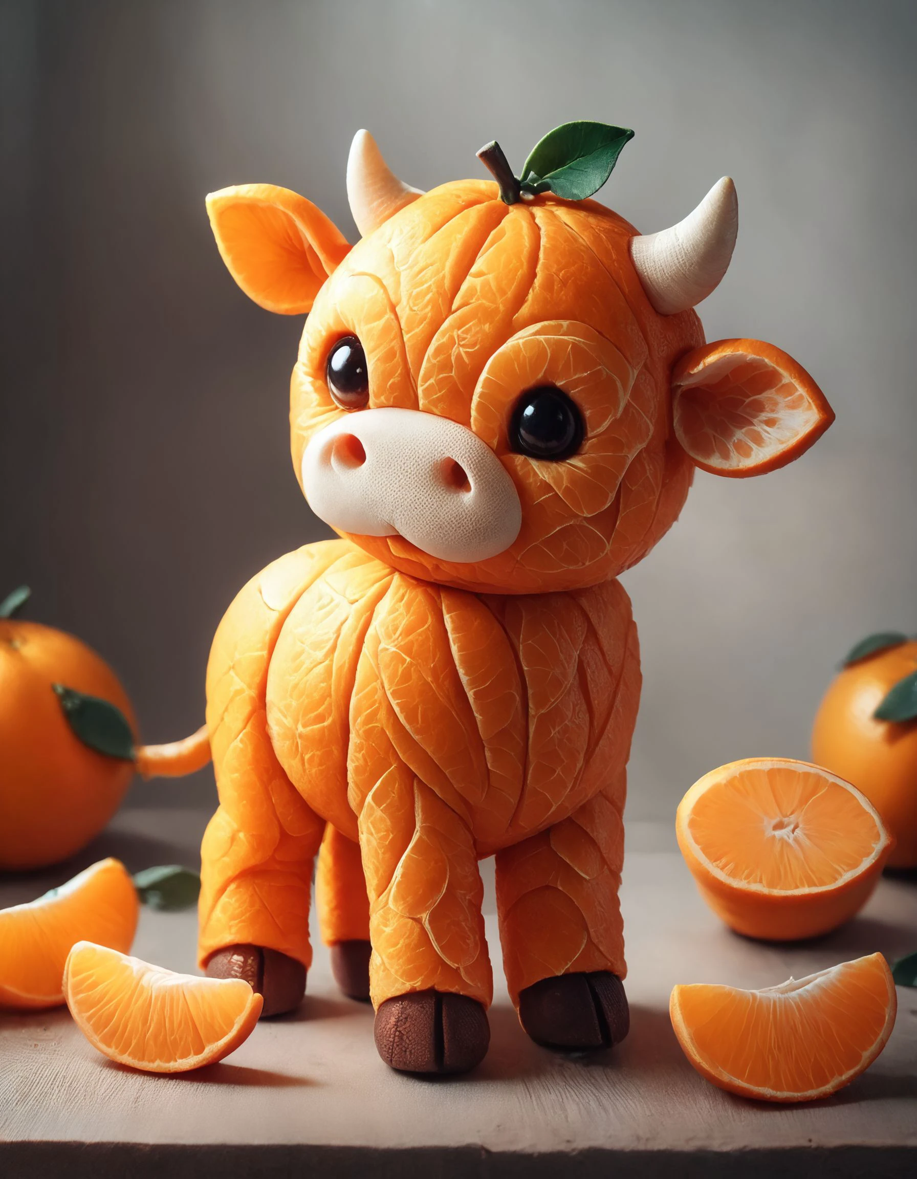 score_9, score_8_up, score_7_up, score_6_up, score_5_up,
photo of a cute cow, standing, made out of tangerine, oranges, tangerines
 <lora:Tangerine:1>