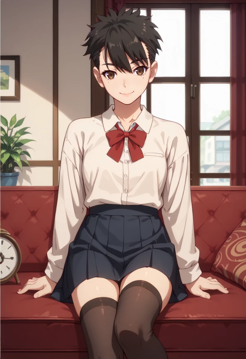 score_9, score_8_up,
1girl, <lora:ReikaMayoko_OffSeason_PDXL:0.9>, reikamayoko, mole under eye, brown eyes, short hair, black hair,
thighhighs, skirt,
slight smile,
indoors