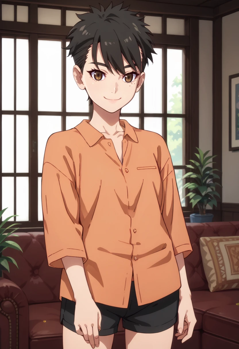 score_9, score_8_up,
1girl, <lora:ReikaMayoko_OffSeason_PDXL:0.9>, reikamayoko, mole under eye, brown eyes, short hair, black hair,
orange shirt, black shorts,
slight smile,
indoors