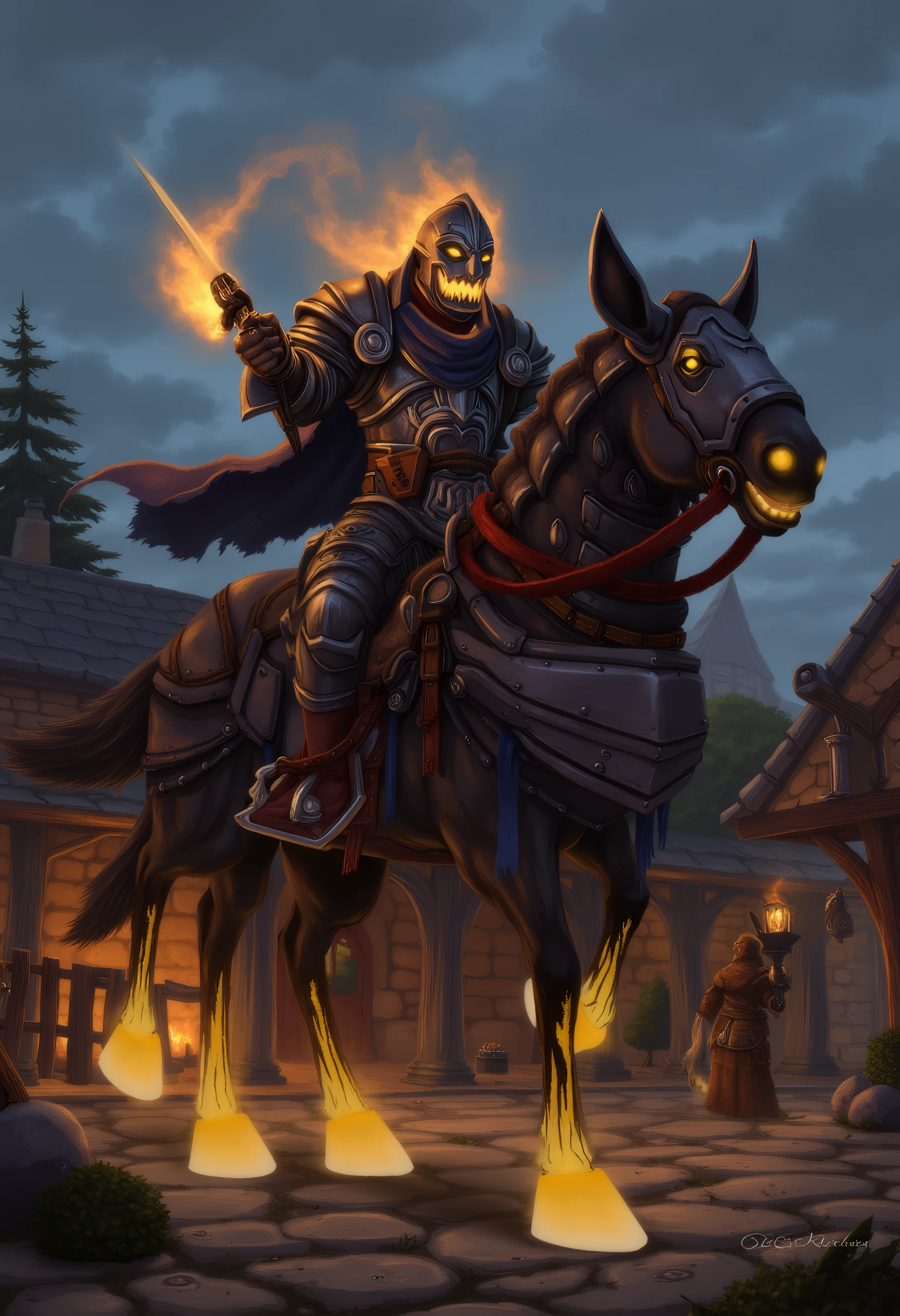 wow_headlesshorseman, attacking a village