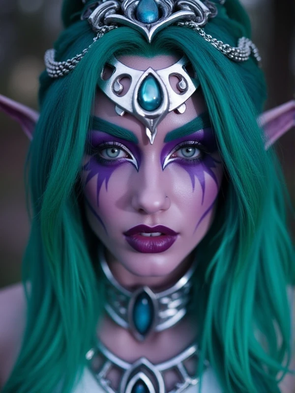 Tyrande Whisperwind closeup face portrait <lora:Tyrande_Whisperwind-000014:0.9>