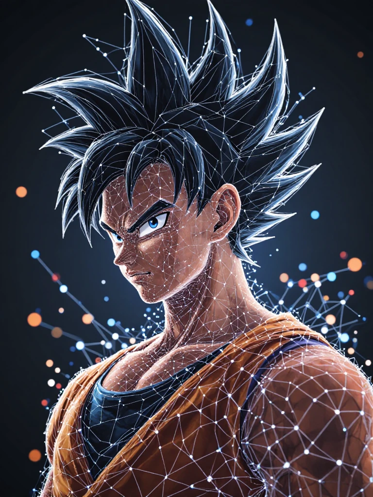 davix effect polygon high tech portrait of son goku dragon ball in si fic background